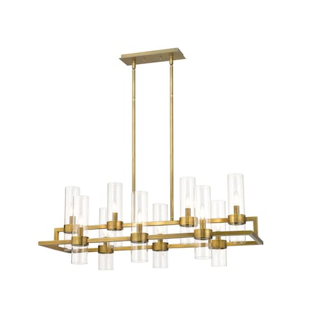 Z-Lite Datus 10 Light Chandelier, Rubbed Brass & Clear 4008-10RB